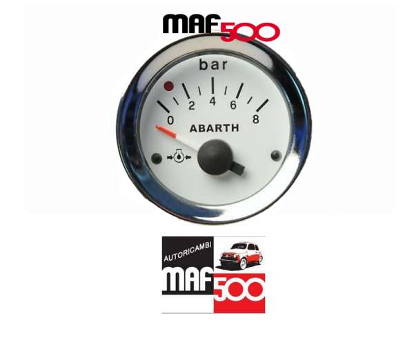 Strumento pressione olio motore Bianco Abarth Ø 52 mm Fiat 500